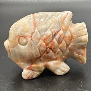 Cute Red Veined Jasper Crystal Fish Carving!